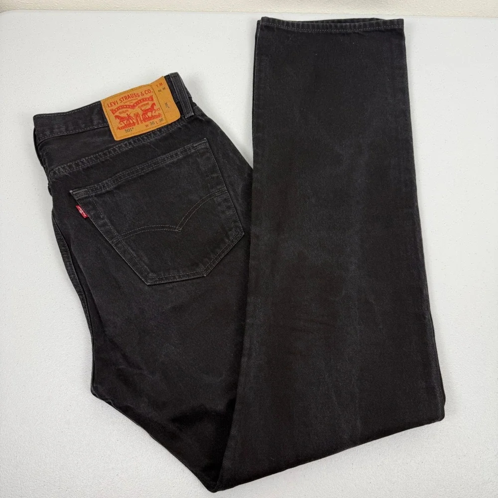 Vtg Levis 501 Original Fit Mens Black Straight Leg Button Fly Jeans W36 L36
